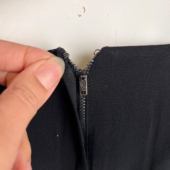 1960s Frilly Fitted Black Cocktail/Party Dress, Size S - Picture 9 of 10